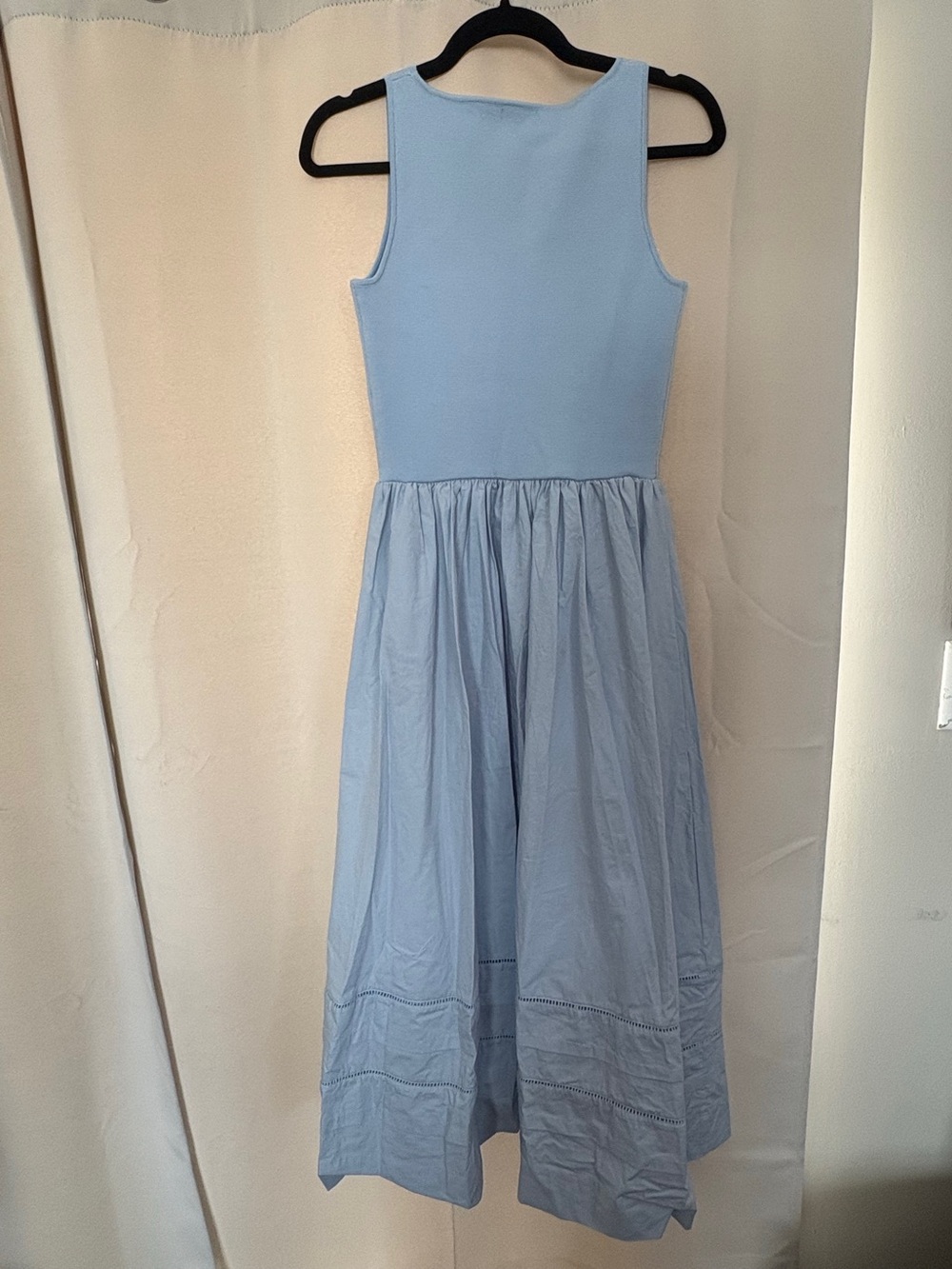 Moon River Light Blue Sleeveless Fit Flare Midi Dress Cotton Poplin Small - Picture 6 of 6